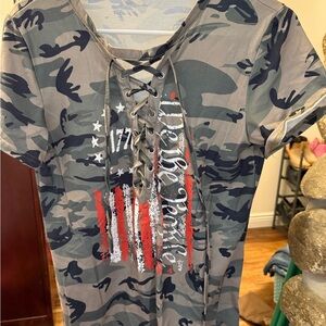 Camo Lace-Up Graphic T-Shirt